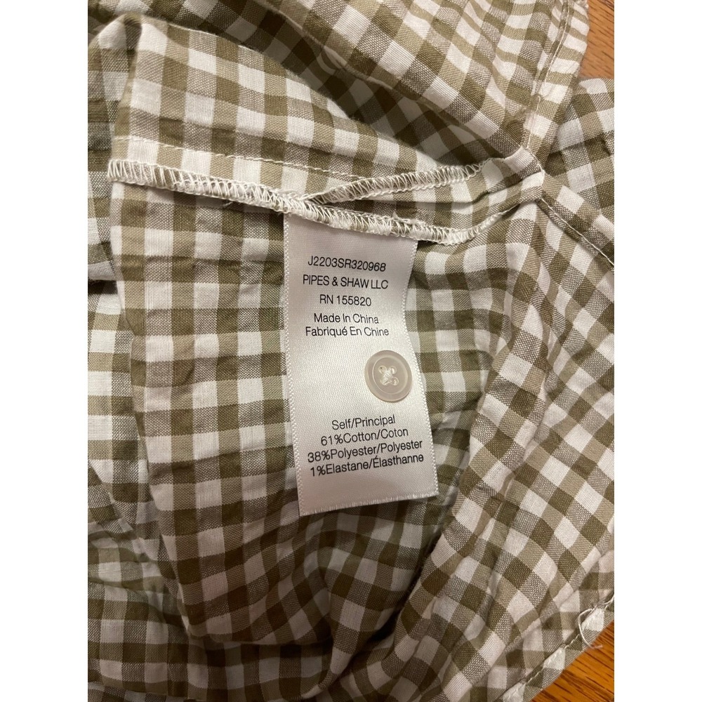 Veronica Beard Jeans Gingham Ruffle Mock Neck Flutter Sleeve Button Up Shirt  L - Picture 4 of 4